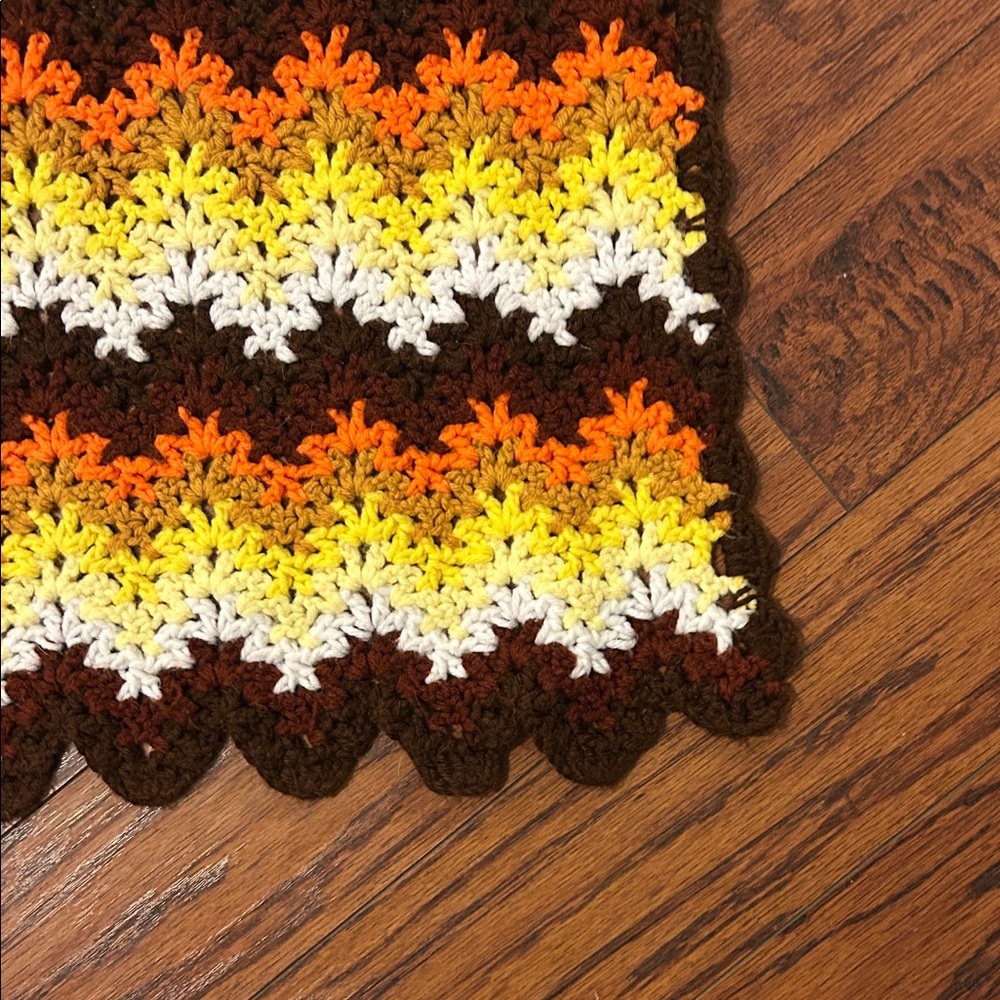 Vintage Colorful Crochet Blanket. 80 by 50. - Picture 4 of 5
